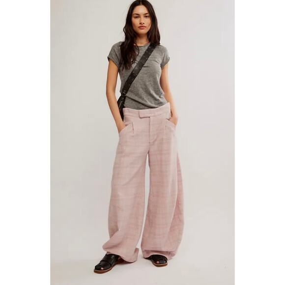 Free People Tegan Barrel Trouser in Pale Mauve Size 12 Brand New - Picture 1 of 14